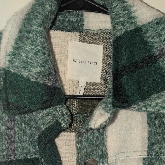 Avec Les Filles Checkered Jacket in Green and Cream - Picture 2 of 3